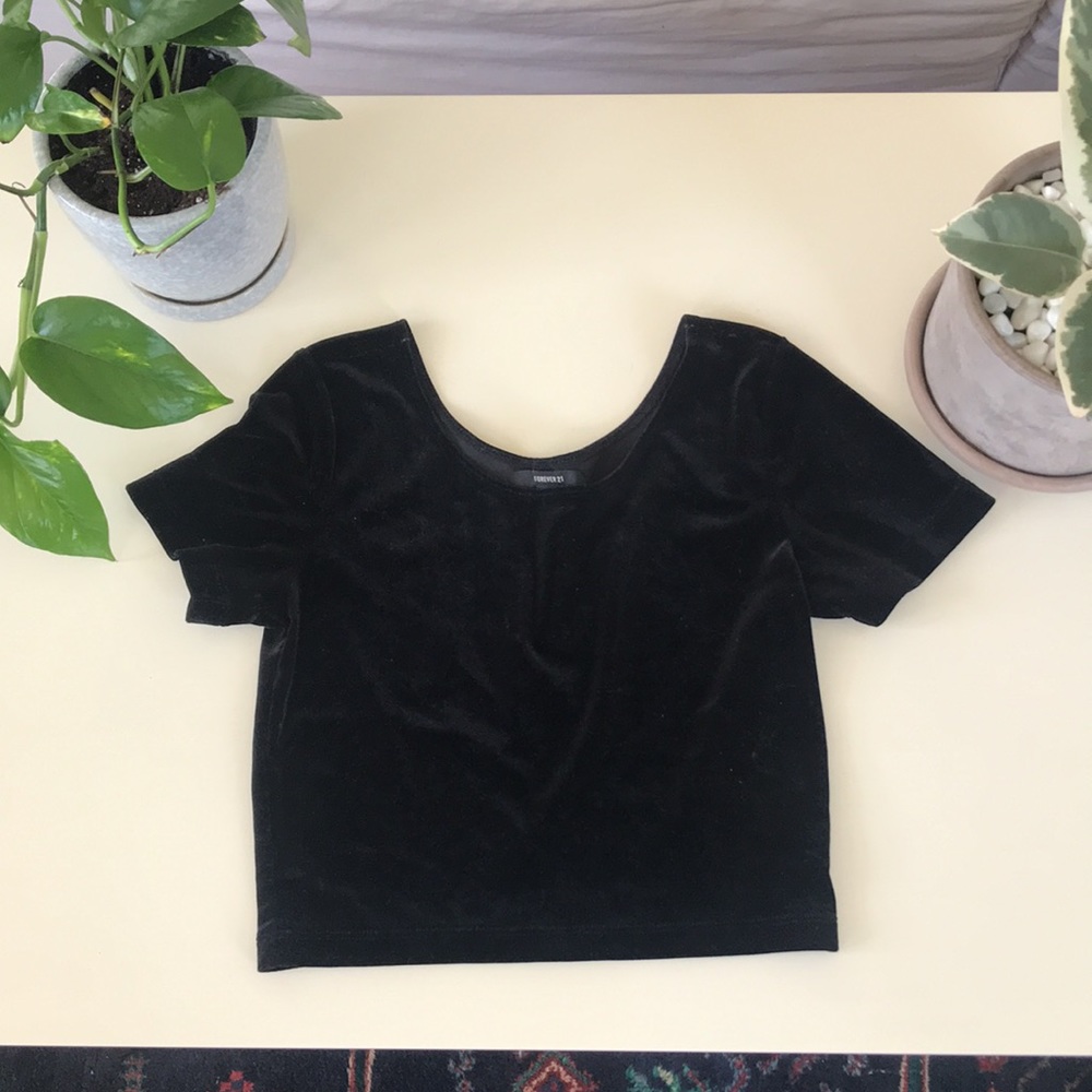 Black Velvet Crop Top